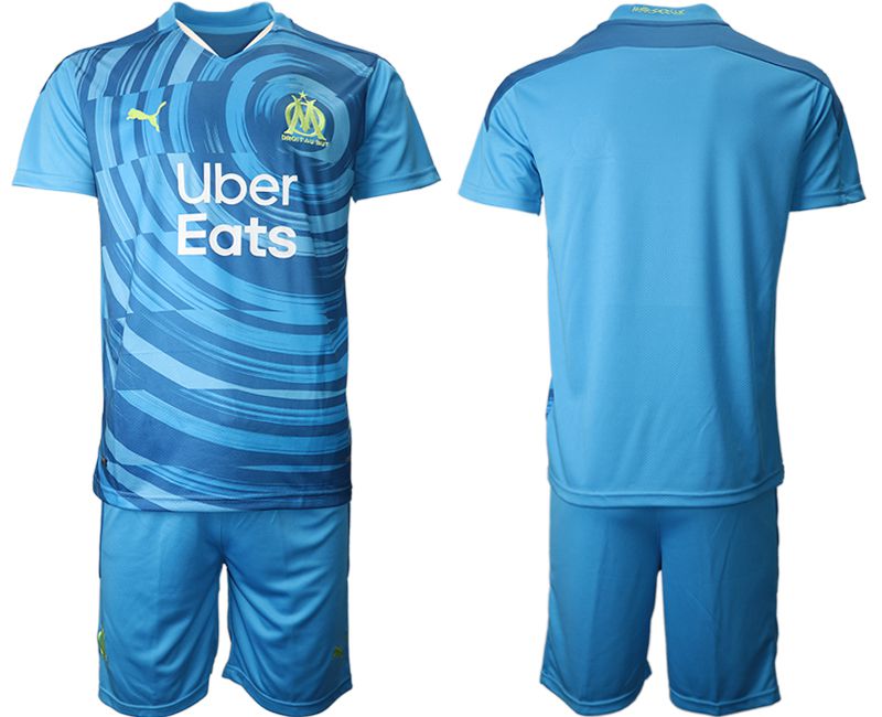 Men 2020-2021 club Olympique de Marseille away blue Soccer Jerseys->customized soccer jersey->Custom Jersey
